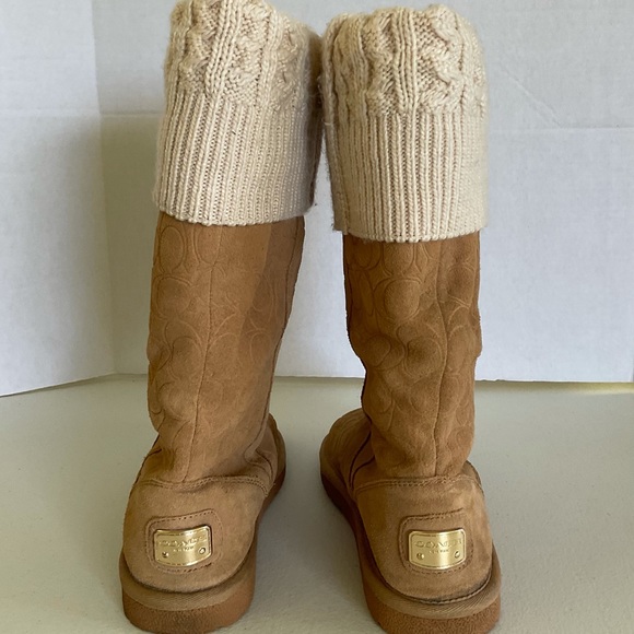 Coach Georgia II Signature Embossed Suede & Knit Boots size 8B. - Picture 5 of 9